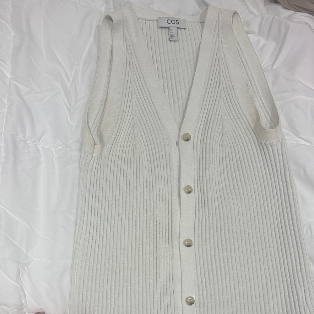 COS Women's Ivory Ribbed Cardigan Vest